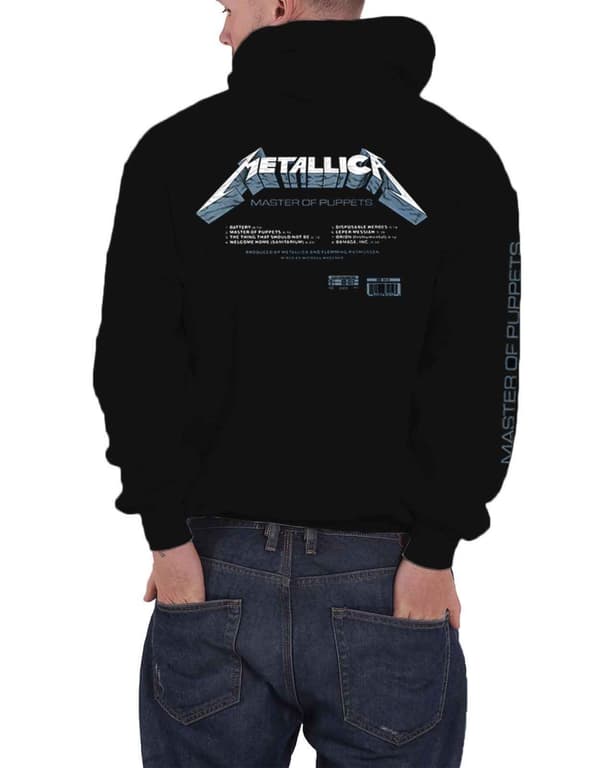 Metallica Hoodie Master Of Puppets Tracks Official Mens Black Pullover