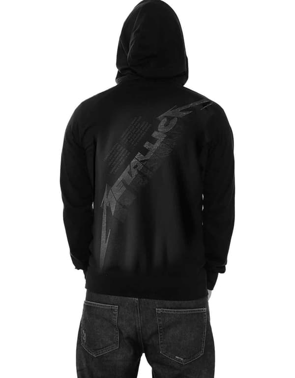 Metallica Hoodie Black Album Burnished band logo Official Mens Black Zipped