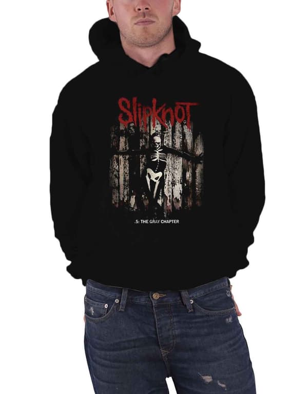 Slipknot Gray Chapter Album Cover Official Mens Black Pullover Hoodie