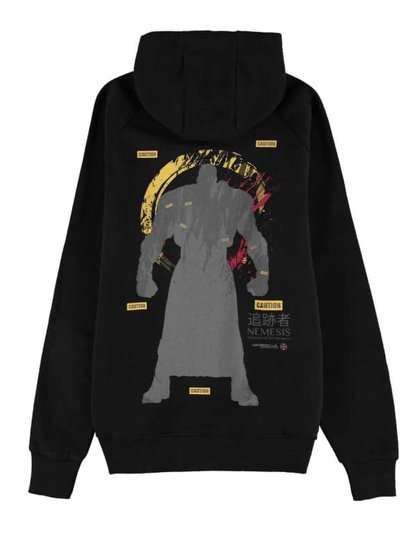 Resident Evil Hoodie Nemesis Caution patches Official Mens Black Zipped M