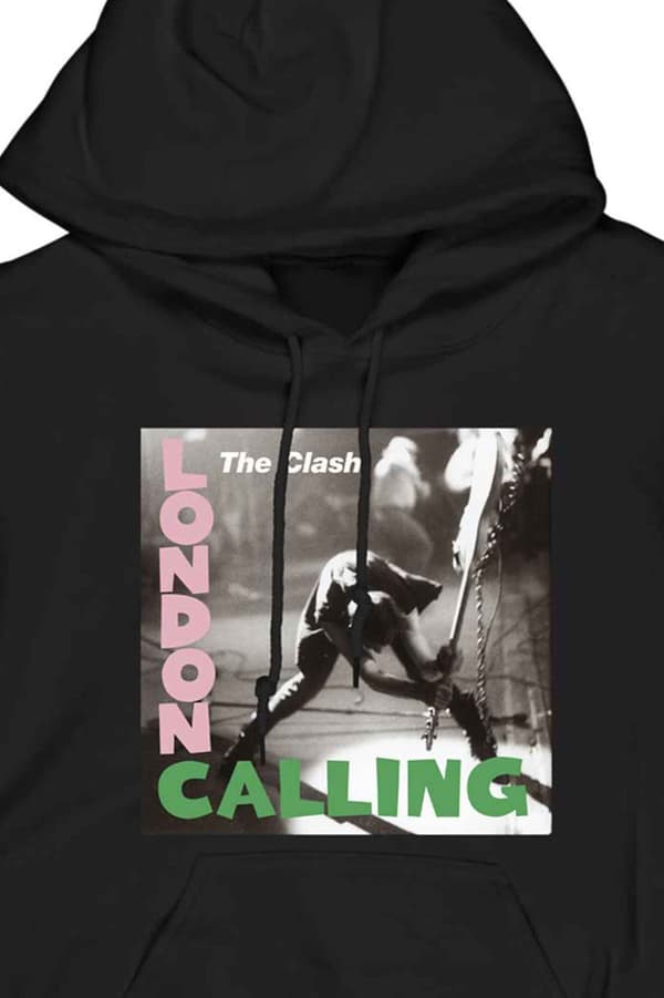 The Clash Hoodie London Calling Band Logo Official Mens Black Pullover