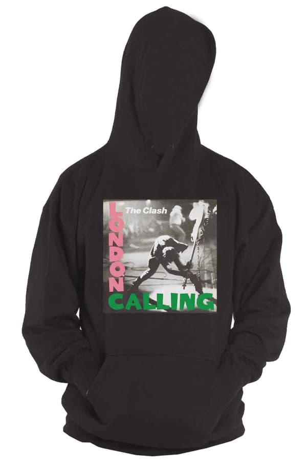 The Clash Hoodie London Calling Band Logo Official Mens Black Pullover