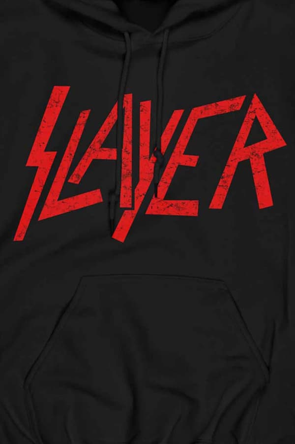 Slayer Hoodie Distressed Band Logo Official Unisex Black Pullover