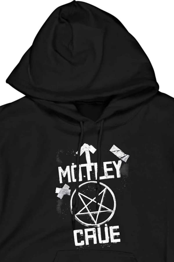 Motley Crue Hoodie Roadcase Band Logo Official Mens Black Pullover