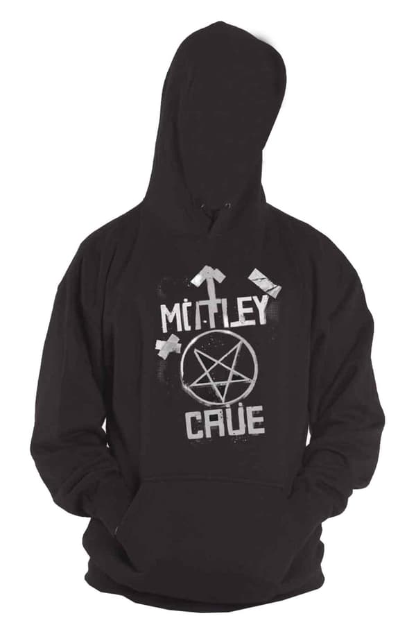 Motley Crue Hoodie Roadcase Band Logo Official Mens Black Pullover