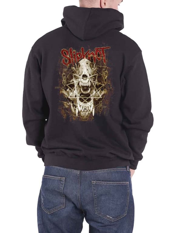 Slipknot Mens Hoodie Black Skull Teeth band logo zipped Official