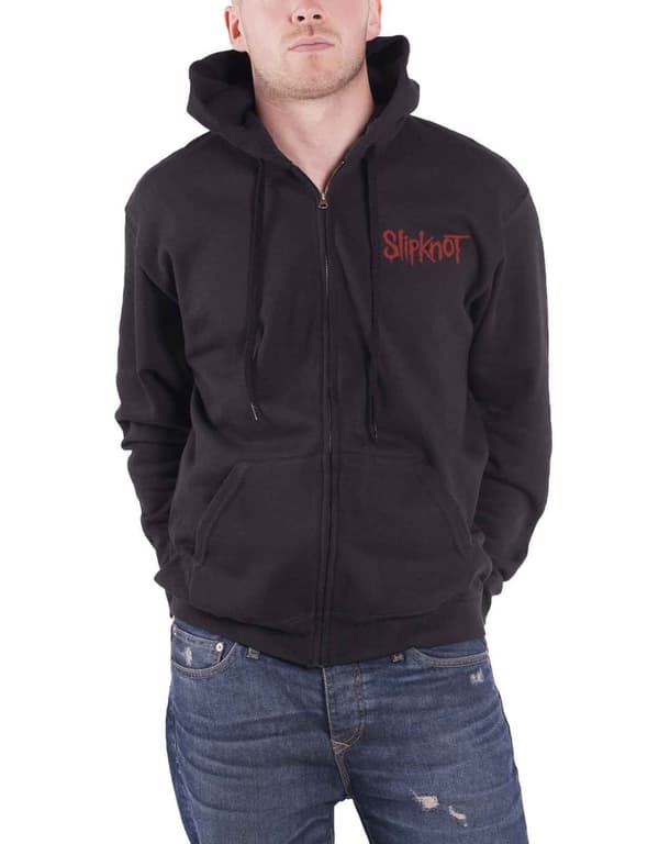 Slipknot Mens Hoodie Black Skull Teeth band logo zipped Official Black XL