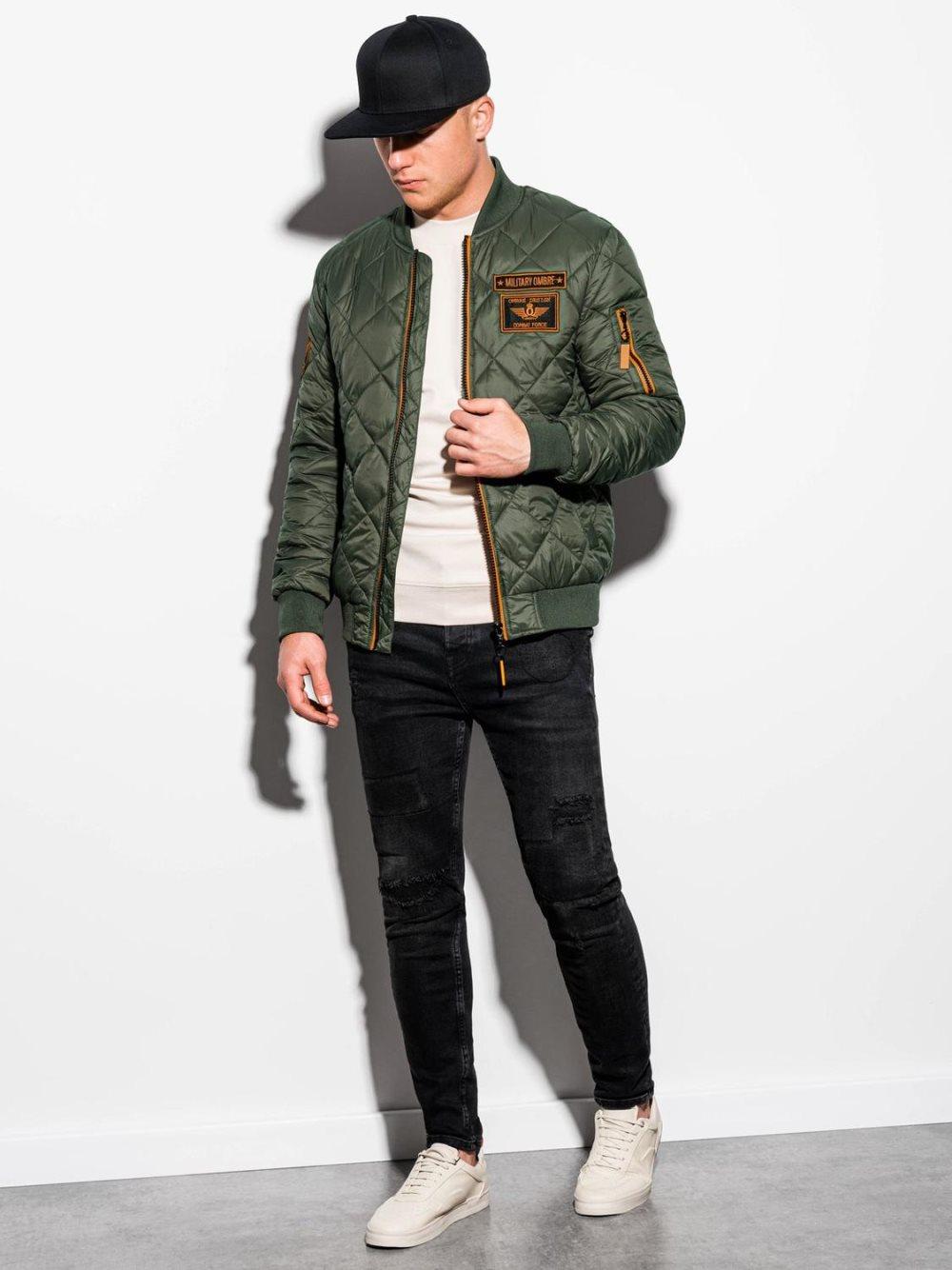 Men's mid-season bomber jacket C357 - olive