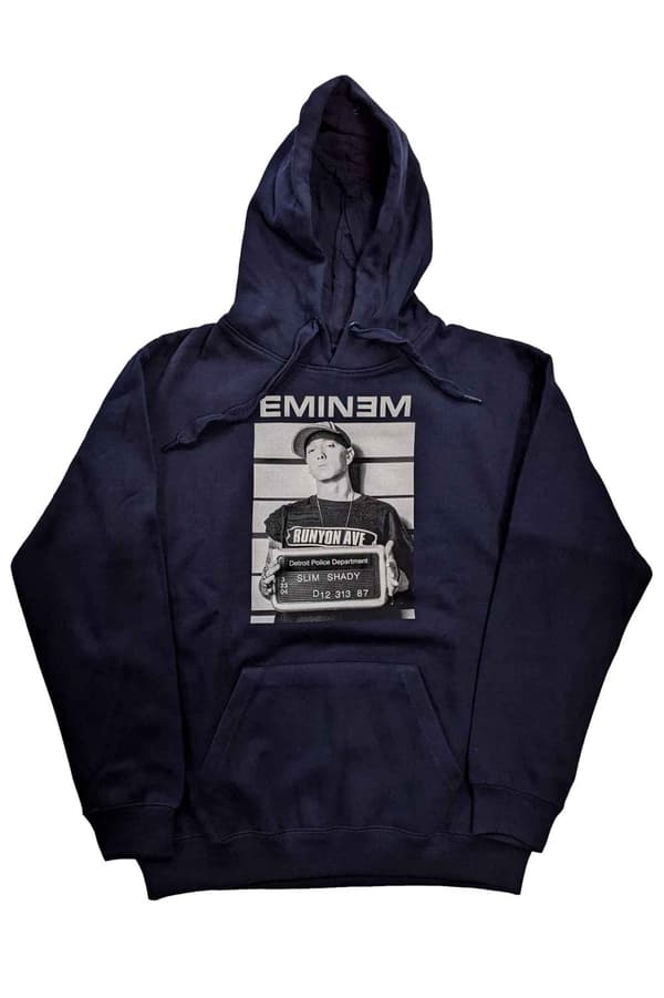 Eminem Hoodie Arrest Logo Official Unisex Navy Blue Pullover Blue XXL