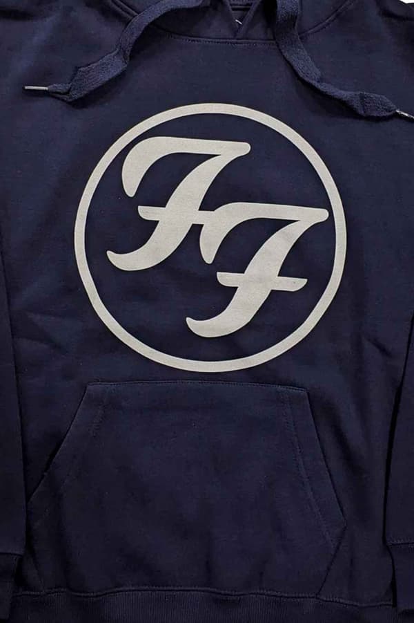 Foo Fighters Hoodie FF Band Logo Official Unisex Navy Blue Pullover