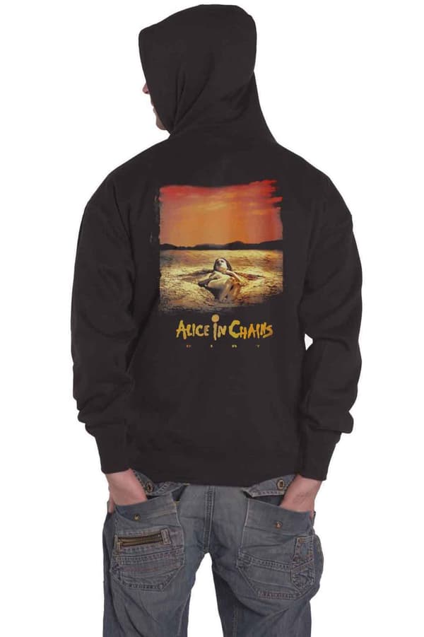 Alice In Chains Hoodie Dirt Band Logo Official Mens Black Pullover