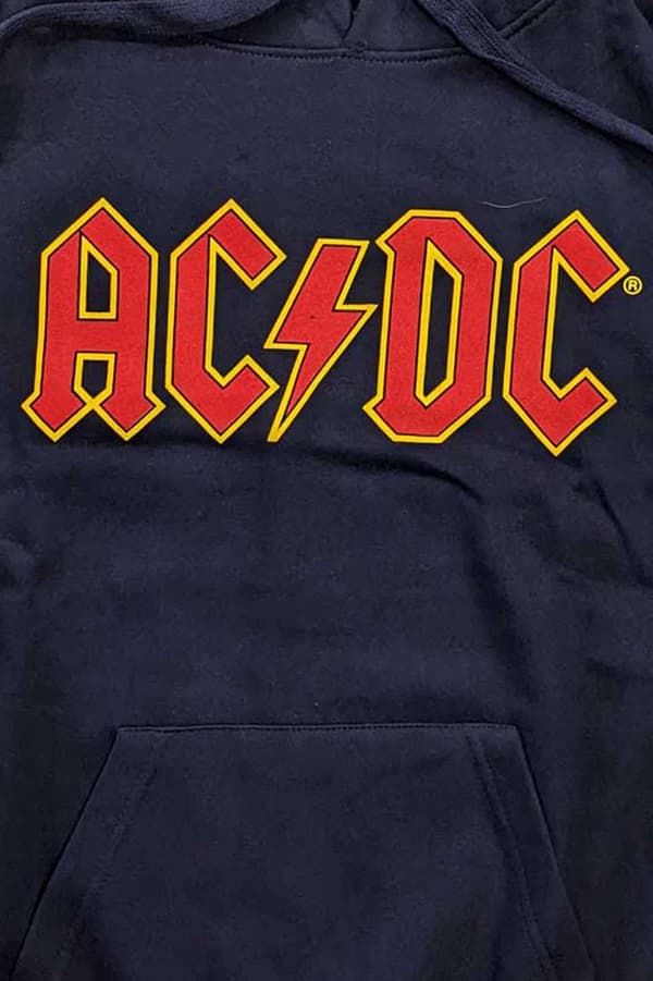 AC/DC Hoodie Band Logo Official Unisex Navy Blue Pullover