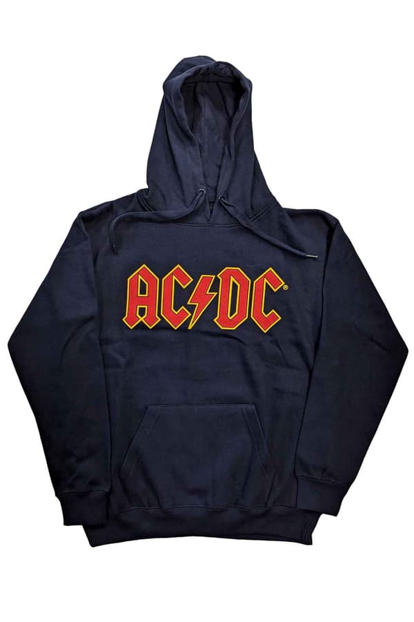 AC/DC Hoodie Band Logo Official Unisex Navy Blue Pullover