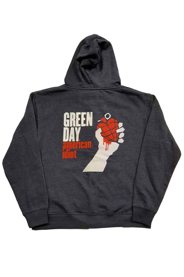 Green Day Hoodie American Idiot Band Logo Official Unisex Navy Blue Zipped