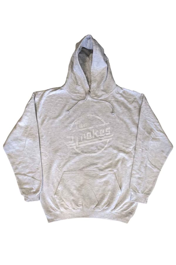 The Strokes Hoodie Distressed Magna Logo Mono Official Unisex Grey Pullover