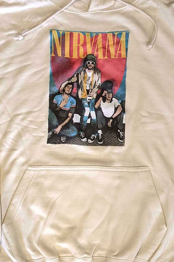Nirvana Hoodie Trapper Hat Mono Band Logo Official Unisex Sand Pullover