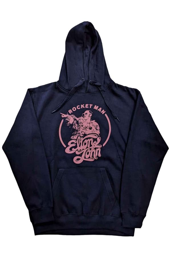Elton John Hoodie Rocketman Circle Point Official Unisex Navy Blue Pullover Blue XXL