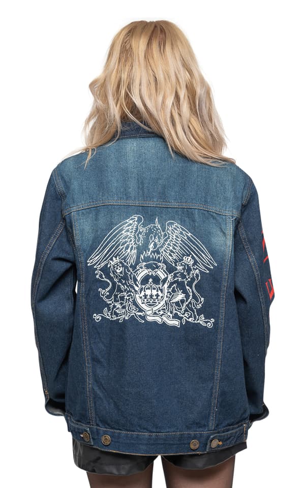Queen Denim Jacket Classic White Crest Band Logo Official Unisex Blue