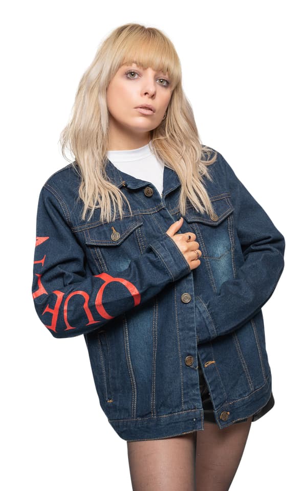 Queen Denim Jacket Classic White Crest Band Logo Official Unisex Blue Blue XXL