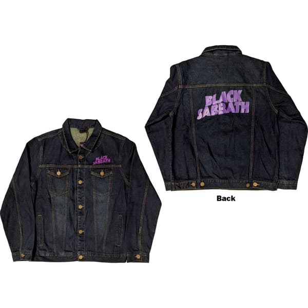 Black Sabbath Denim Jacket Classic Wavy Band Logo Official Unisex Blue