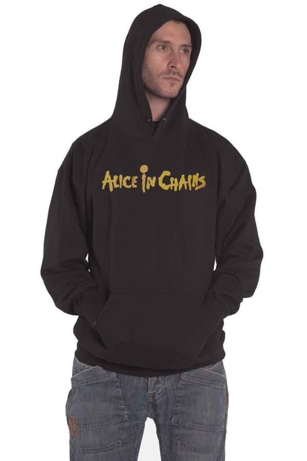 Alice In Chains Hoodie Dirt Band Logo Official Mens Black Pullover