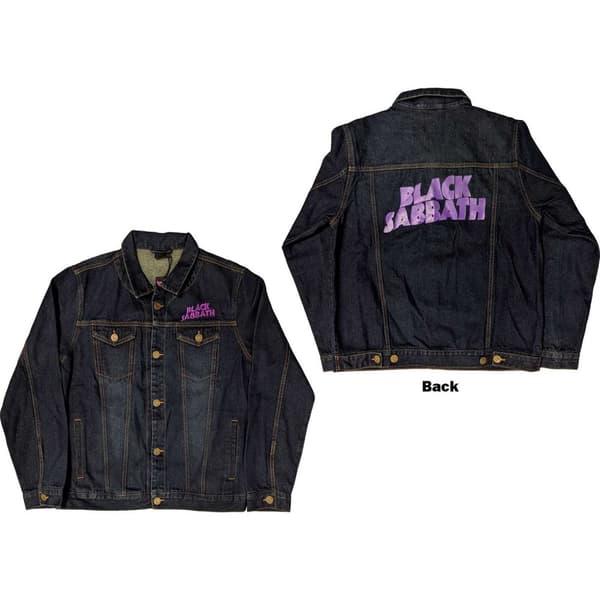 Black Sabbath Unisex Denim Jacket: Wavy Logo (Back Print) (Medium)