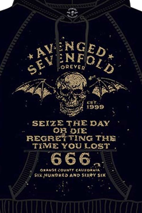 Avenged Sevenfold Hoodie Seize the Day Band Logo Official Unisex Black Pullover