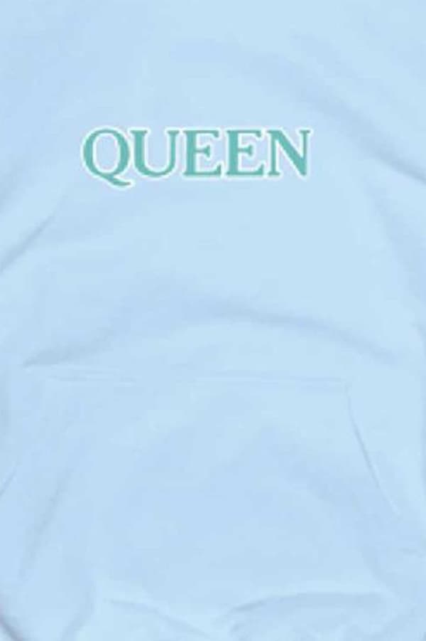 Queen Hoodie Radio Ga Ga Band Logo Official Unisex Light Blue Pullover