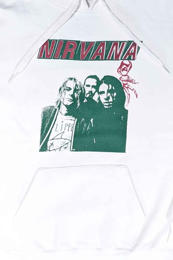 Nirvana Hoodie Flipper Band Logo Official Unisex White Pullover
