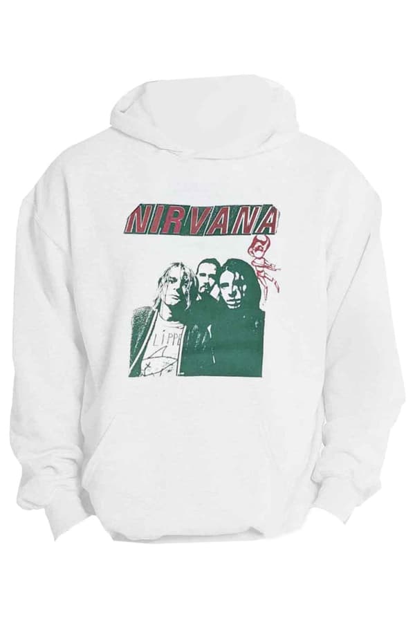 Nirvana Hoodie Flipper Band Logo Official Unisex White Pullover