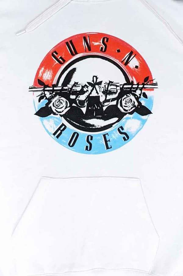 Guns N' Roses Hoodie Motorcross Band Logo Official Unisex White Pullover