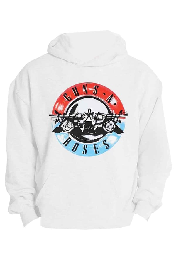 Guns N' Roses Hoodie Motorcross Band Logo Official Unisex White Pullover