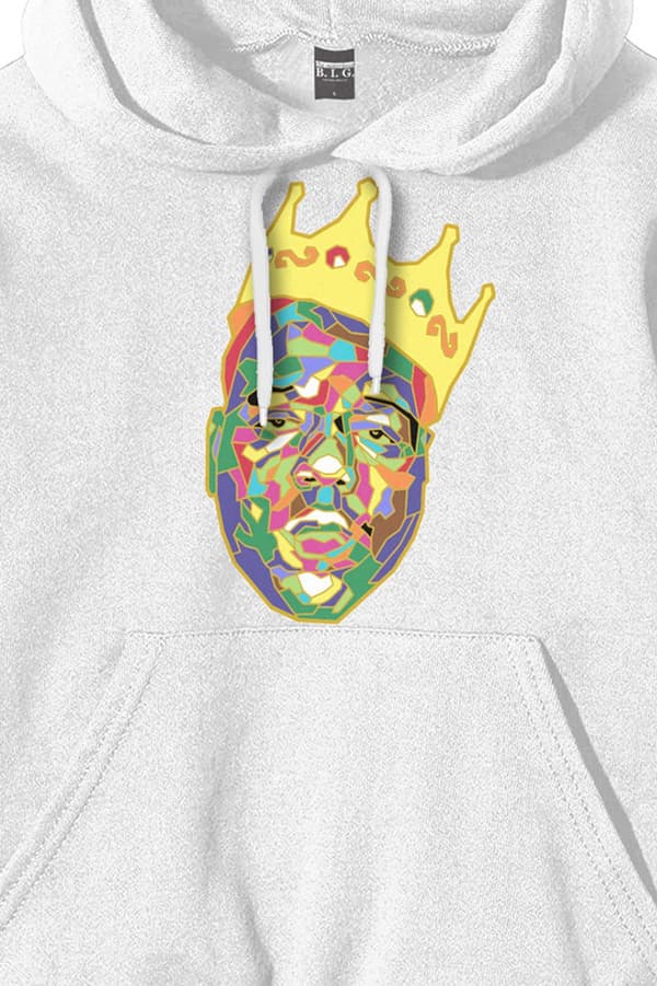 Biggie Smalls Hoodie Crown Logo Official Unisex White Pullover
