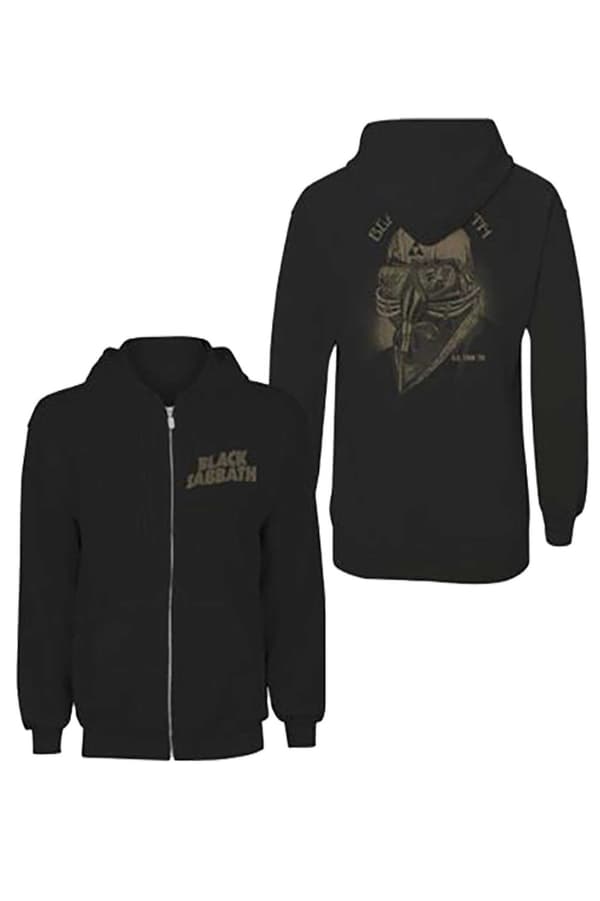 Black Sabbath Hoodie Tour 1978 Band Logo Official Womens Black Zipped Black M