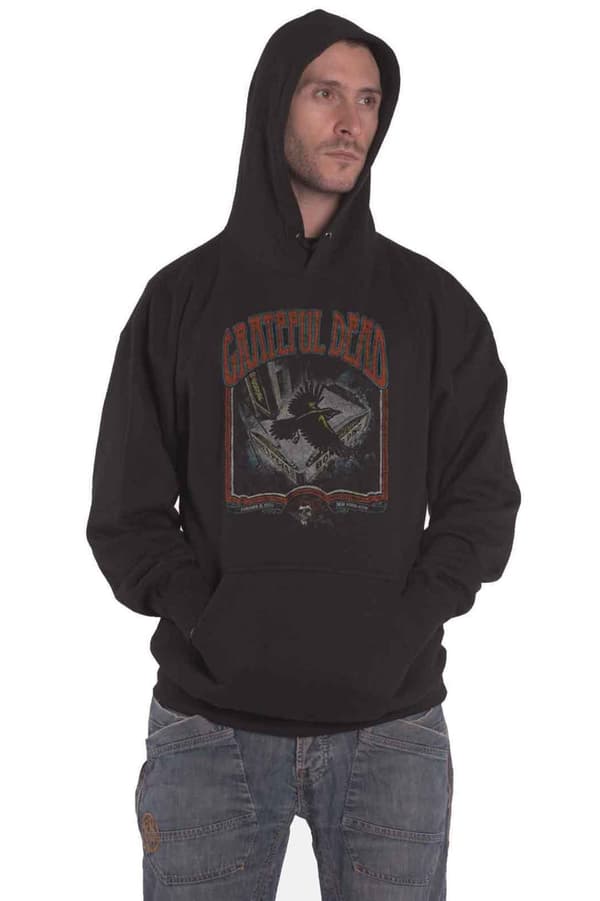 Grateful Dead Hoodie Vintage Poster Band Logo Official Unisex Black Pullover Black S