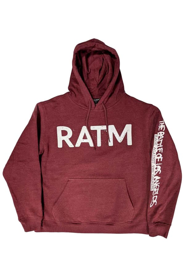 Rage Against The Machine Hoodie Battle 99 Official Unisex Marroon Red Pullover