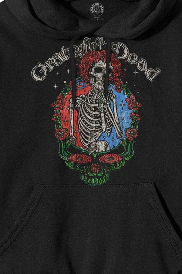 Grateful Dead Hoodie Floral Stealie Official Unisex Black Pullover