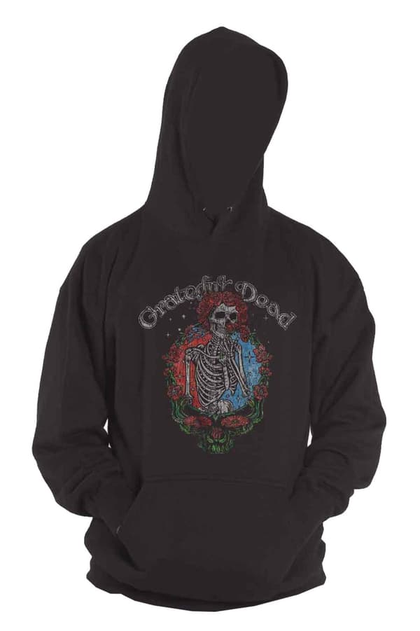 Grateful Dead Hoodie Floral Stealie Official Unisex Black Pullover