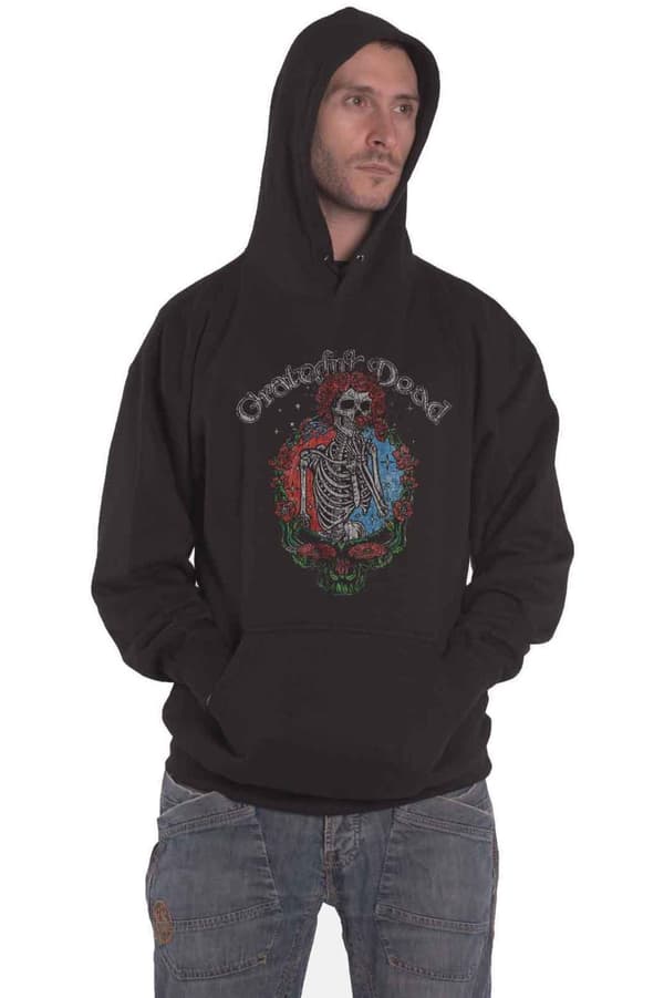 Grateful Dead Hoodie Floral Stealie Official Unisex Black Pullover