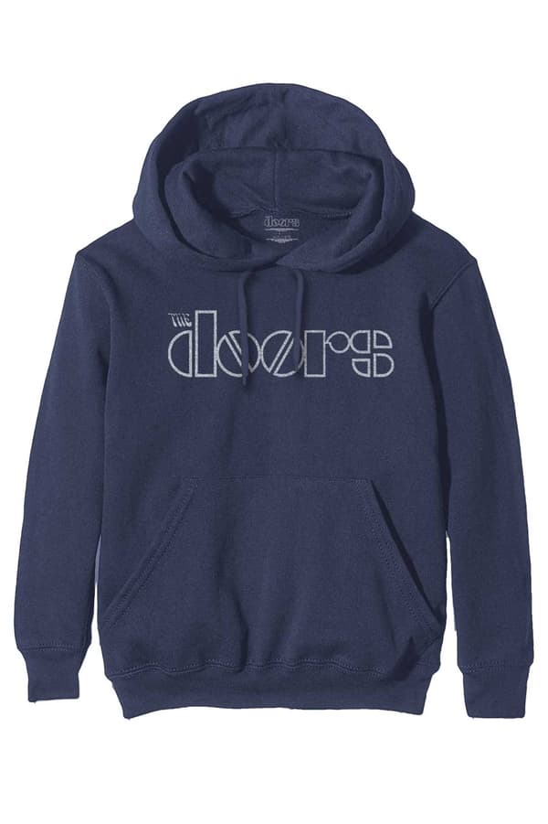 The Doors Hoodie Classic Band Logo Official Unisex Navy Blue Pullover