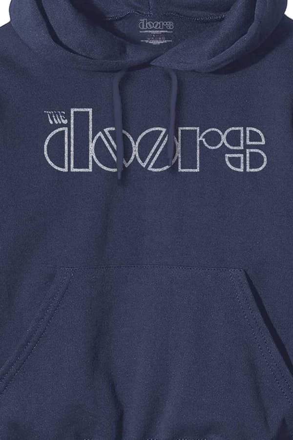 The Doors Hoodie Classic Band Logo Official Unisex Navy Blue Pullover