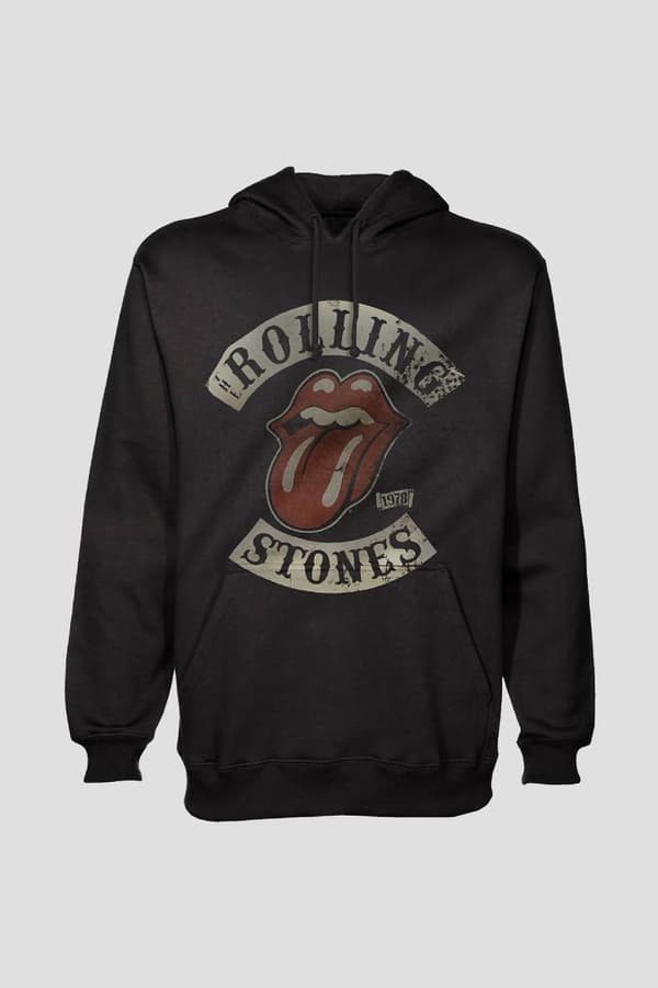The Rolling Stones Hoodie 1978 Tour Band Logo Official Unisex Black Pullover