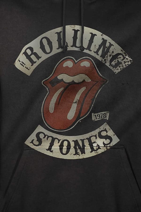 The Rolling Stones Hoodie 1978 Tour Band Logo Official Unisex Black Pullover