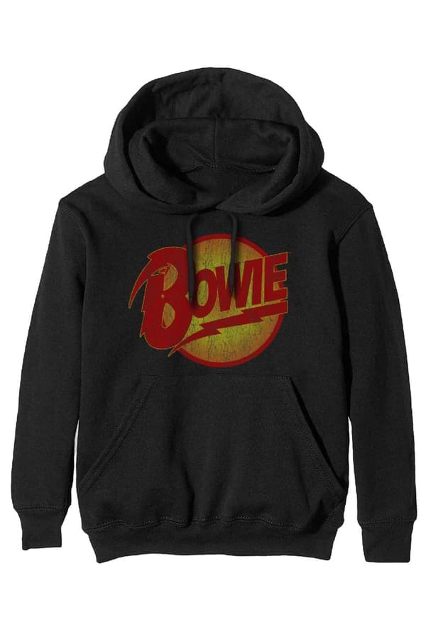 David Bowie Hoodie Vintage Diamond Dogs Logo Official Unisex Black Pullover