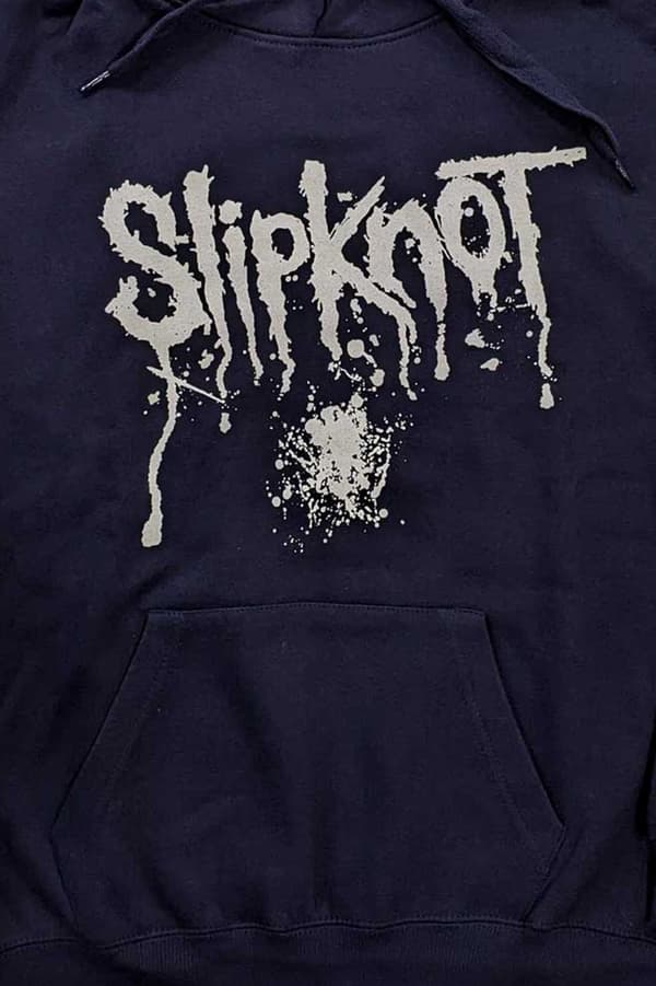 Slipknot Hoodie Splatter Band Logo Official Unisex Navy Blue Pullover