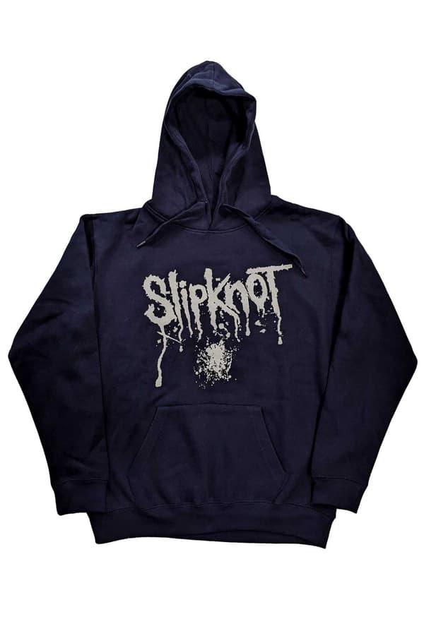 Slipknot Hoodie Splatter Band Logo Official Unisex Navy Blue Pullover Navy L