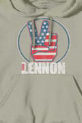 Miniatyrbild 2 av 2: John Lennon Hoodie Peace Fingers US Flag Logo Official Unisex Sand Pullover