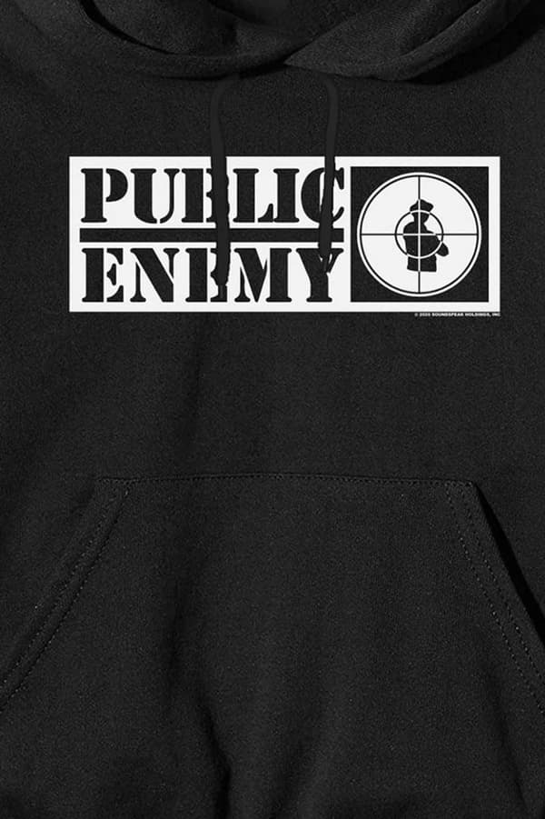 Public Enemy Hoodie Crosshairs Logo Official Unisex Black Pullover