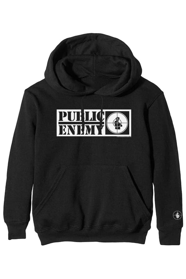 Public Enemy Hoodie Crosshairs Logo Official Unisex Black Pullover Black L