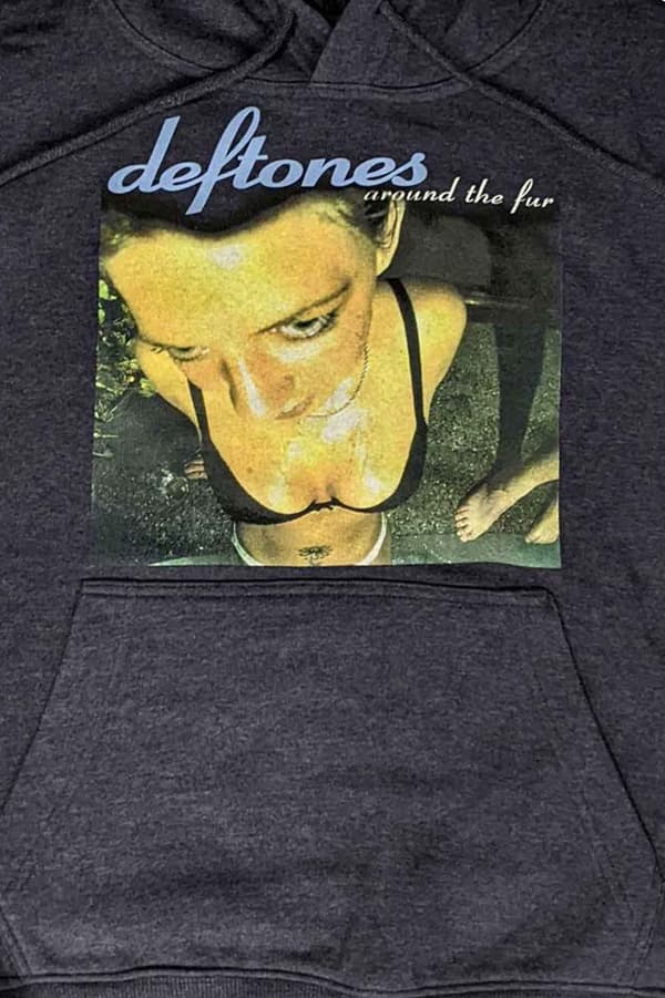 Deftones Hoodie Around the Fur Band Logo Official Unisex Navy Blue Pullover
